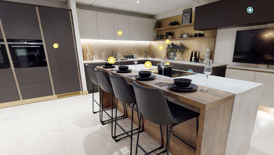 Virtual modern kitchen display in South Wales