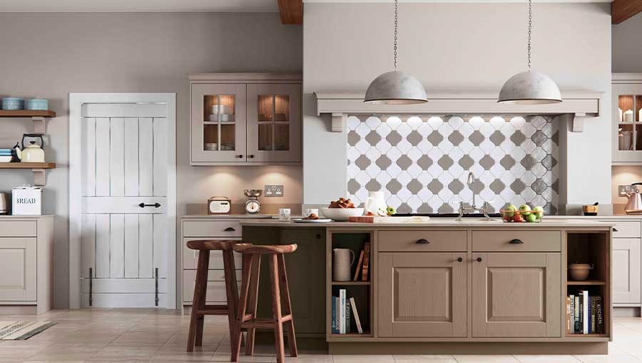 Classic kitchen in warm grey with classic features