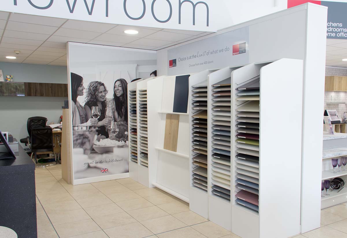 Full range of kitchen door samples at Cardiff Culverhouse Cross