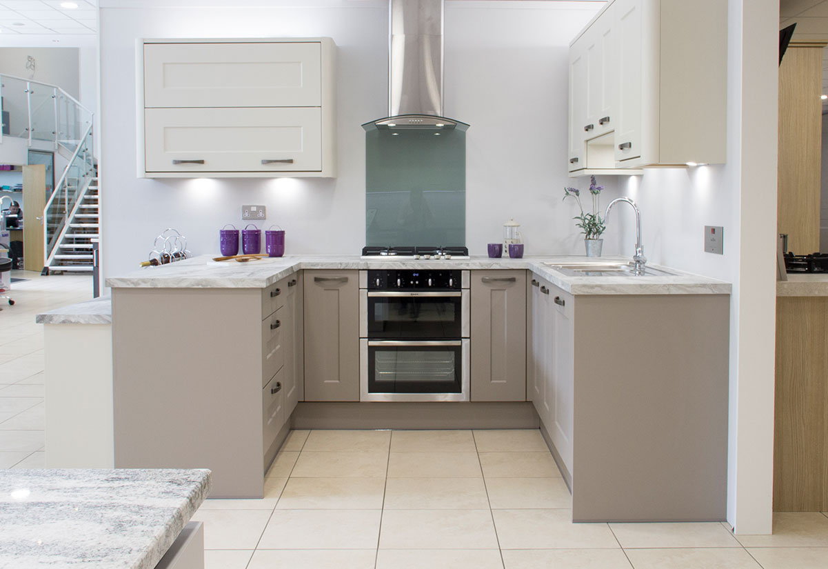 Hutton Stone Grey and Mussel Kitchen Display