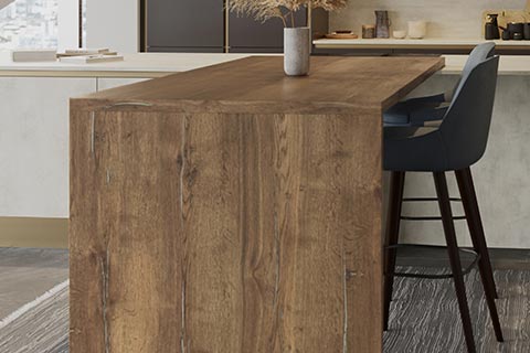 Ligna - Wood effect handleless kitchen.
