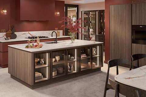 Madoc - Wood effect handleless kitchen.
