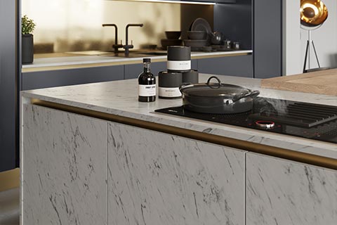Milano - Stone effect handleless kitchen.