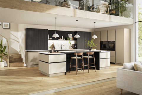 H-Line Siena – Modern handleless grained kitchen