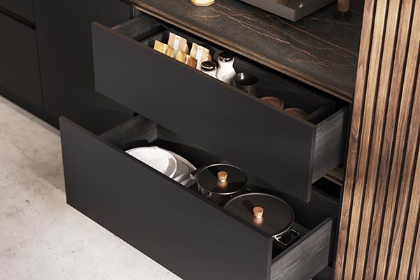 Kitchen drawers available in 5 colours with a 70kg weight capacity