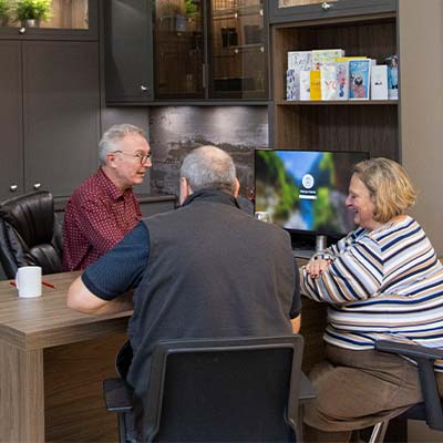 Customers sat down with a kitchen designer