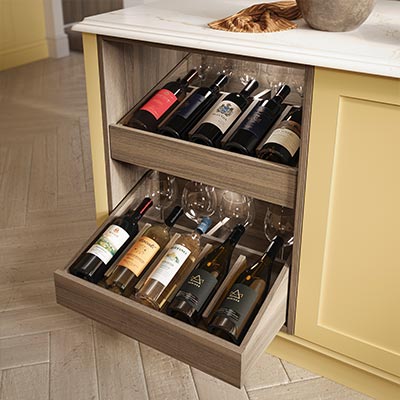 Wine drawers in Tuscan Walnut